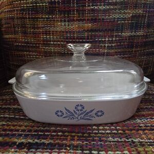 Vintage Corning Ware A-10 Casserole Dish Cornflower Design With Pyrex Lid